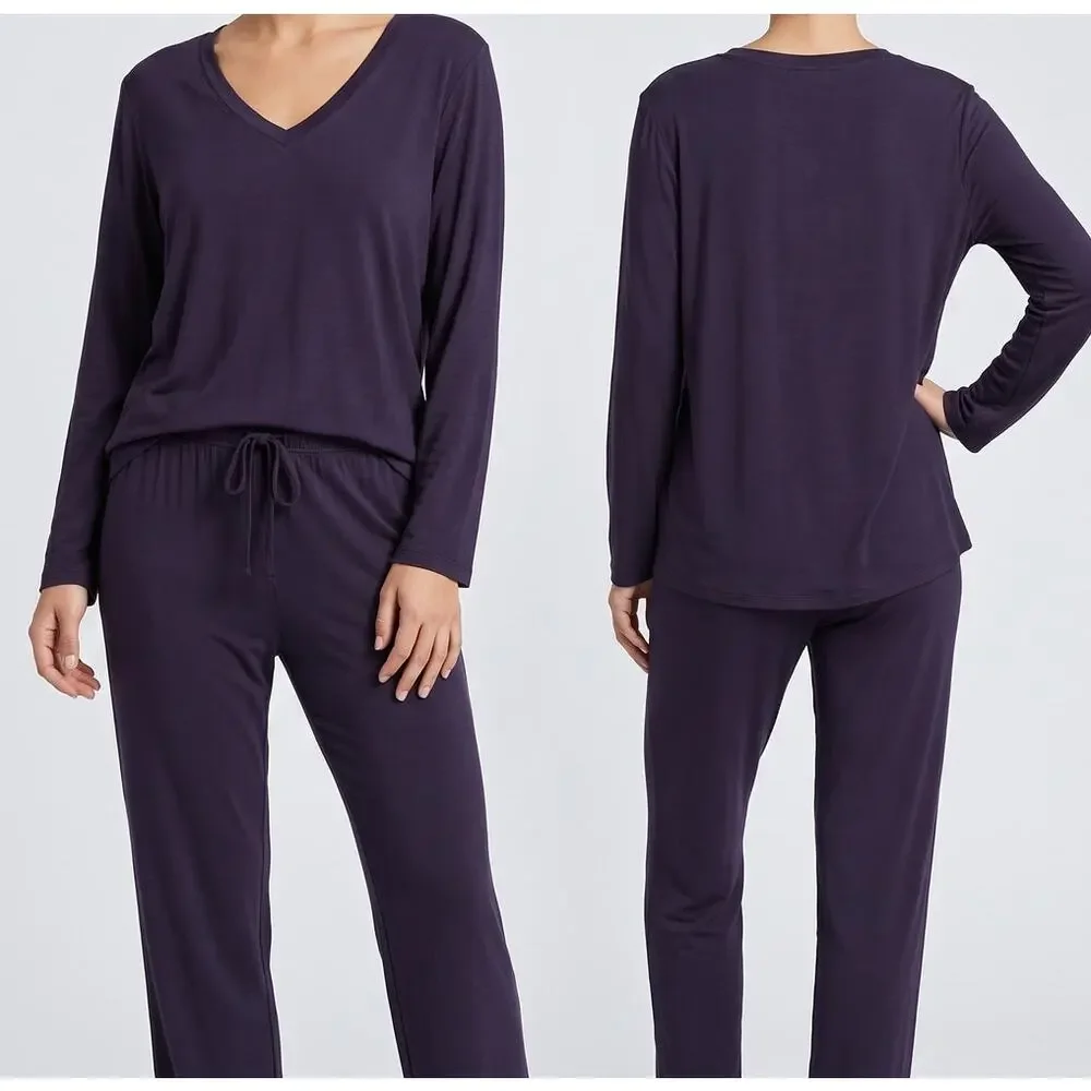 Liz Claiborne Sleepwear XL Navy Blue V Neck Long Sleeve Top